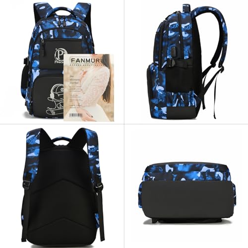 School Backpack for Boys, Waterproof Laptop Backpack with USB Charging Port, Anime Cartoon Luminous Backpack Lightweight Kids Bookbag for Teen Boys - style: Skateboard-4