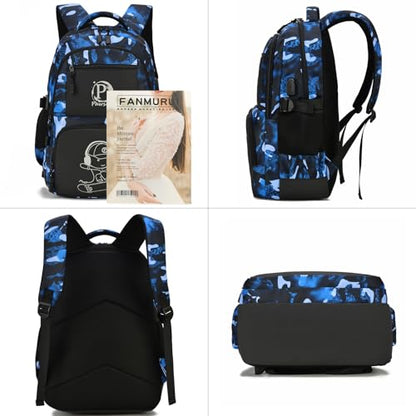 School Backpack for Boys, Waterproof Laptop Backpack with USB Charging Port, Anime Cartoon Luminous Backpack Lightweight Kids Bookbag for Teen Boys - style: Skateboard-4