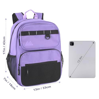 Summit Ridge Travel Backpack for Men and Women, Spacious Work Daypack with Water Bottle Pockets (Purple) - color: Purple