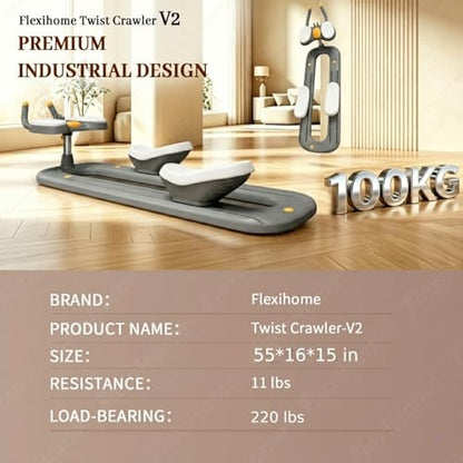 Twist Crawler V2 New Version, Spine Twist and Stretch Trainer, Home Gym - color: Grey