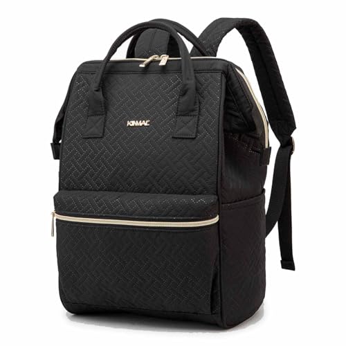 Kinmac Wide Open Style Laptop Backpack Large Capacity Travel College Backpack for 15.6 inch Laptop Computer (Black) - color: Black