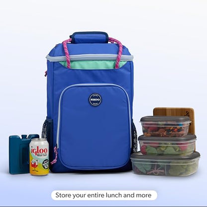 Igloo Soft Cooler Bag | Summit Series | Insulated Cooler Tote | Backpack Cooler - color: Electric Indigo 24 Can