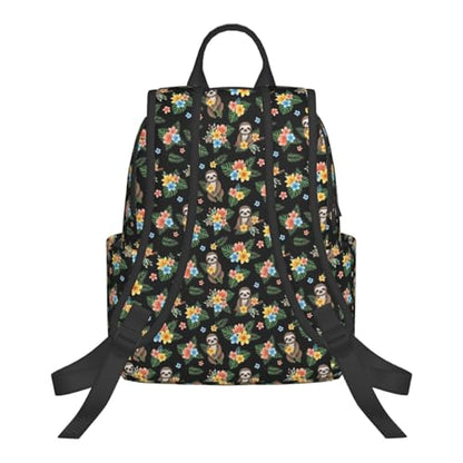 Laptop Backpack Sloth Flowers, Cushioned Back Panel, Front Zip, for Daily Commute & Outdoors - color: Picture (229)