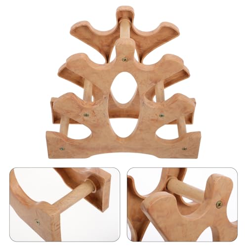 IMIKEYA Three-tier Wooden Dumbbell Rack Stand for Home Gym Organization, Compact Weight Storage Shelf with Kettlebell Saddle, Space-saving Fitness Equipment Holder for Strength Training