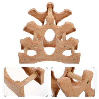 IMIKEYA Three-tier Wooden Dumbbell Rack Stand for Home Gym Organization, Compact Weight Storage Shelf with Kettlebell Saddle, Space-saving Fitness Equipment Holder for Strength Training