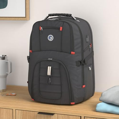 SHRRADOO Extra Large 50L Travel Laptop Backpack with combination lock, College Backpack Airline Approved Business Work Bag Fit 17 Inch Laptops for Men Women,Black - color: Black