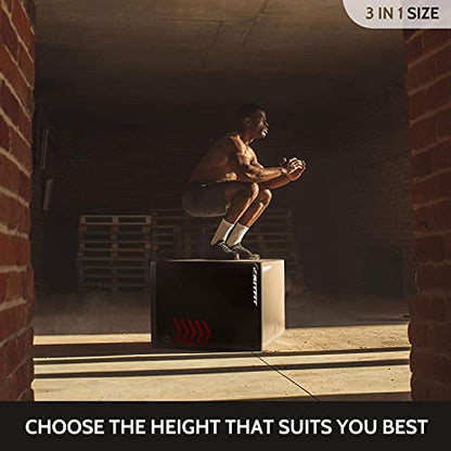 RitFit 3 in 1 Extra Firm Soft Plyo Box Foam Plyometric Box-30”x24”x20”-20"x18"x16" Heavy Duty High Density Foam Jumping Box 3 Sizes with PVC Cover,Platform for Home Gym Fitness, 440lb Weight Capacity - size: LARGE-B