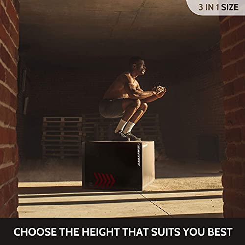 RitFit 3 in 1 Extra Firm Soft Plyo Box Foam Plyometric Box-30”x24”x20”-20"x18"x16" Heavy Duty High Density Foam Jumping Box 3 Sizes with PVC Cover,Platform for Home Gym Fitness, 440lb Weight Capacity - size: LARGE-B