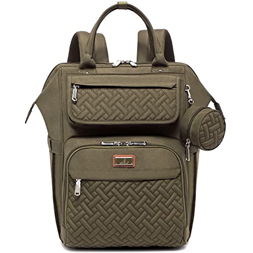 BabbleRoo Diaper Bag Backpack, Multifunction Nappy Changing Bag with Changing Pad, Stroller Straps & Pacifier Case, Unisex Stylish Travel Back Pack for Moms & Dads - Army Green - color: Army Green