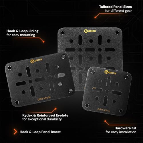 GRITR Kydex Hook & Loop Multi-Size Panel Package for Holsters, EDC Organizers for Military Gear & Tactical Equipment, Rigid Hook and Loop Panel Backpack Inserts