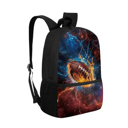 ZOUTAIRONG Bookbag for Teen Girls Boys Mini Thermos with Carry Handle School Bags for Age 7-10/10-12/12-16, Lightning Rugby Print Casual Backpack with Side Pockets - color: Lightning Rugby