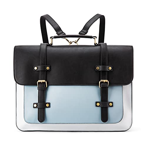 ECOSUSI Laptop Bag for Women Vegan Leather Messenger Bag Fashion Briefcase Computer Satchel Bag - color: Blue