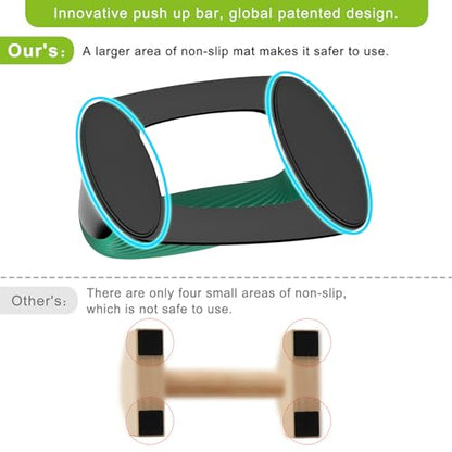 Kipika Push Up Bars, Pushup Stands With Thickened Soft Plastic Handle, Stable and Non-Slip Base, Pushup Handles Perfect for Floor Strength Training - color: E: Black & Green