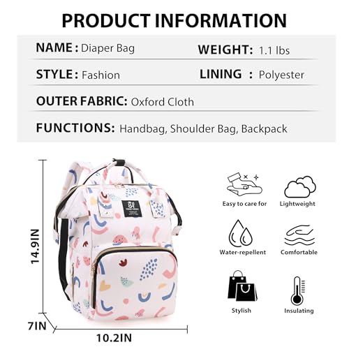 Diaper Bag Backpack for Moms Baby Essentials Travel Tote Nappy Changing Bag with Insulated Pockets,Multi-Waterproof Backpack (Pink) - color: Pink