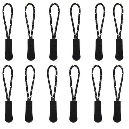 Yosawa 50 Pieces Zipper Pull Replacement，Nylon Zipper Tags Cord，Zipper Pull Puller for Jackets，Backpacks, Luggage, Purses, Handbags(Black/White Dots) - style: Style-Black /White Dots