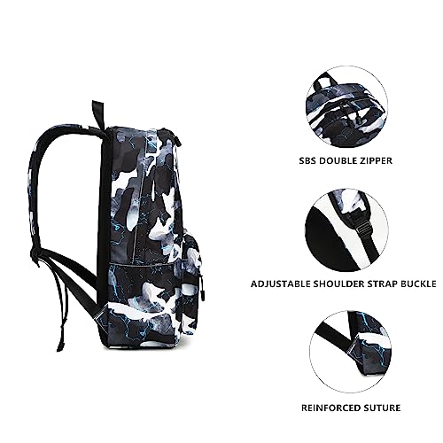 Lmwzh Backpack For Boys Girls Elementary Waterproof teen School Bags Kids Bookbag Lightweight Camo Black - color: Black