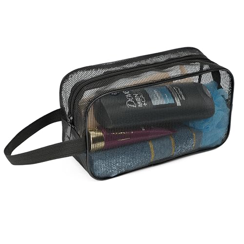 REDSINDA Mesh Shower Caddy Bag for Bathroom Gym Camping Portable Travel Mesh Toiletry Bag for Women Men - color: Standard Black