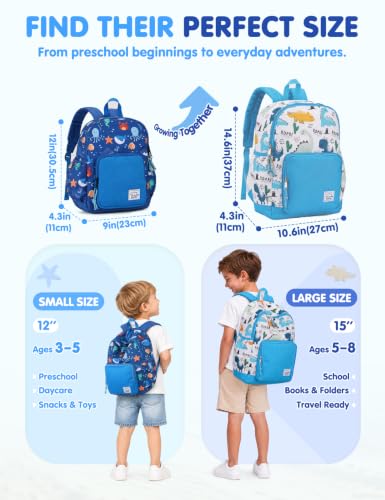 VASCHY Kids backpacks, Cute Lightweight Water Resistant Preschool Backpack for Boys and Girls Chest Strap | Cute - color: Dinosaurs Blue, size: Small (4-6 Yrs) - 15'' H