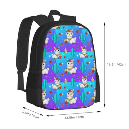 Breathable Outdoor Daypack Cute Alpaca Llama Flower, Durable Anti Theft Travel Backpack Adjustable Strap Shoulder Bag for Hiking Camping City Walking - color: Design (217)