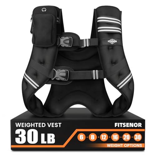 Weighted Vest for Men Women Walking, 6lb/8lb/12lb/16lb/20lb/30lb Strength Training Weight Vests with Phone Pocket, Comfortable Weighted Vest for Running Men, Rucking, Weight Loss, Gym Accessories - size: 30 lb