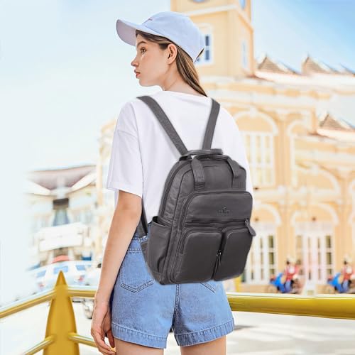 Angel Kiss Backpack Purse for Women Soft Washed Leather Multi Pocket Casual Travel Backpacks… - color: Grey