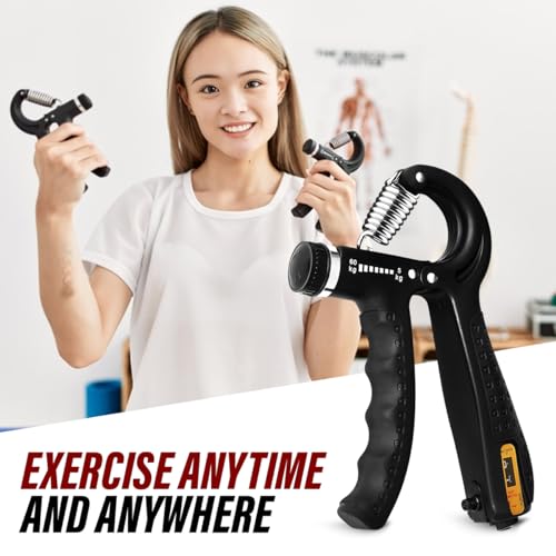 Hand Grip Strengthener Trainer with Adjustable Resistance 10-130lbs (4.5-59kg), Forearm Hand Grip Strength Exerciser for Muscle Building, Injury Recovery, and Therapy Stress Relief - color: Black, style: 2-Pack