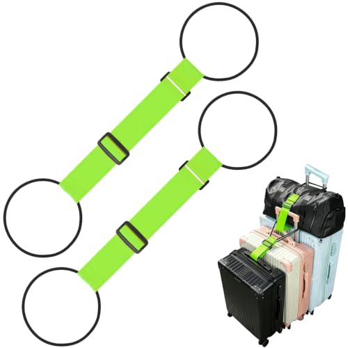 Luggage Connector Straps for Suitcases, Adjustable Travel Bungee for Carry on Bag, Backpack, Accessories, Multiple Use Strong Elastic Add A Bag Belt (Green, 2 Pack) - color: Green