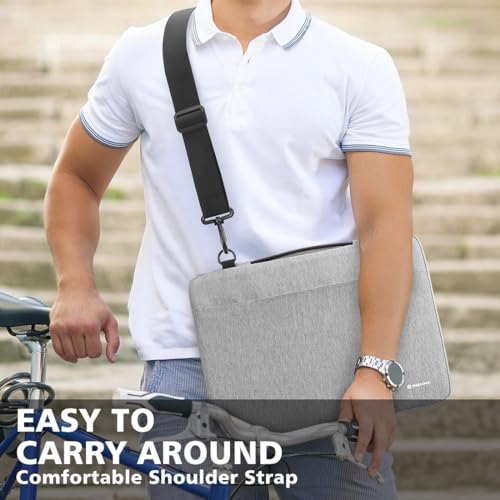 NIDOO 15.6 inch Laptop Sleeve Case Carrying Bag for 16" MacBook Pro M2 M1 / Legion 7i Gen 6 / Legion 5 Pro / 15" Surface Laptop 3/15.6" Lenovo Legion 5 / ThinkPad T15 P15s E15 L15 / Galaxy Book Pro - color: Gray - Shoulder, size: 15.6 inch