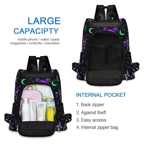 MNSRUU Women Backpack Purse Cat Skulls Backpack for Women Anti-theft Shoulder Bag Carry On Backpack Lightweight Rucksack Fashion Travel Ladies Bags - color: Cat 15