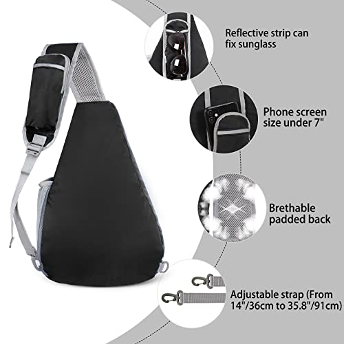 ZOMAKE Sling Bag,Small Crossbody Sling Backpack,Water Resistant Shoulder Daypack for Travel,Anti Thief Chest Bag for Hiking(Black) - color: Black