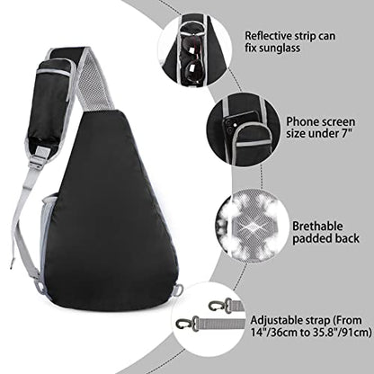 ZOMAKE Sling Bag,Small Crossbody Sling Backpack,Water Resistant Shoulder Daypack for Travel,Anti Thief Chest Bag for Hiking(Black) - color: Black