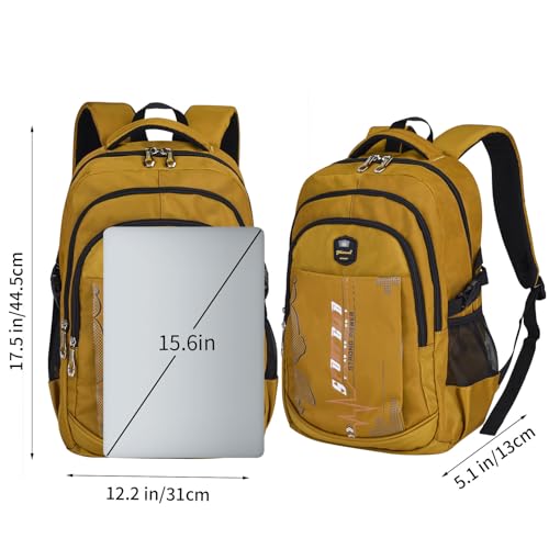 goldwheat School Backpack For Teen Boys, Lightweight Water-Resistant Boys Bookbag With Computer Compartment Fits 15.6" Laptop - color: Khaki