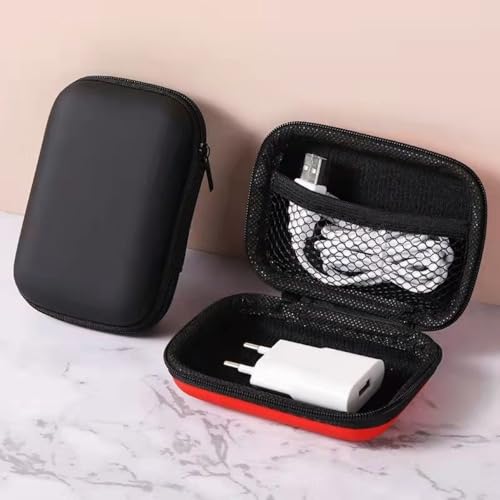 Mini Portable Travel Cable Organizer Bag, Compact Zipper Electronic Storage Case with Mesh Pocket, Small Tech Accessory Pouch for Chargers USB Cords, Black - color: Black
