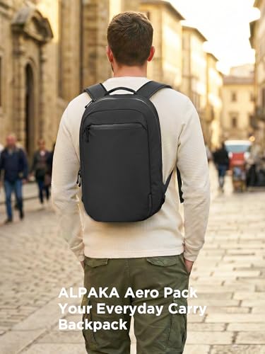 ALPAKA Aero Pack 16L Lightweight Laptop Backpack for Work, Travel and Daily Commute, Fits 16" MacBook Pro, Personal Item Carry On with Internal Bottle Pocket, Axoflux 210D Ripstop, Black - color: Black