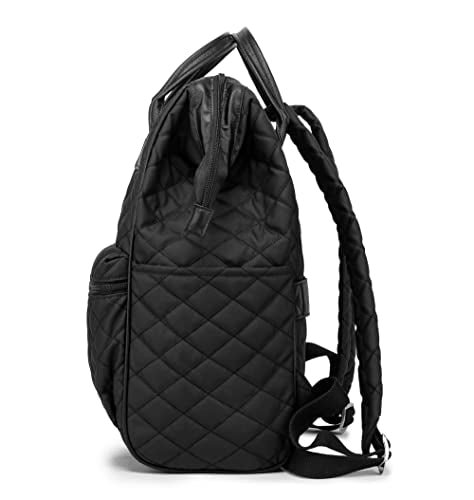 Kinmac Wide Open Style Laptop Backpack Travel Outdoor Backpack For Laptop Up to 15.6 Inch (Black Embroidery) - color: Black Embroidery（open Wide）