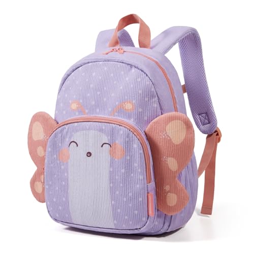 mommore Toddler Backpack for Girls 2-4, Kids Backpacks for Girls, Preschool Kindergarten Bookbag - 3D Cute Corduroy Backpack - Butterfly - color: Butterfly, style: Toddler-13"h
