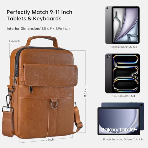 11 Inch Tablet Sleeve Case, Leather iPad Bag for 2026 iPad Air 11 M4 M3 & Pro 11 M4 M5 with Magic Keyboard, Fire HD 10/Max 11, Galaxy Tab A9+ Plus, Brown - color: Brown, size: 9-11 Inch