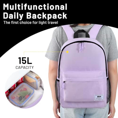 MIER Insulated Backpack Cooler Small Leakproof Lightweight Cute for Women Men to Work, Picnics, Camping, Park Day Trips, 15 L - color: purple