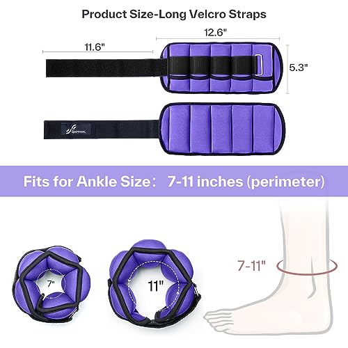 Sportneer Adjustable Ankle Weights for Women and Men 7 lbs/Pair Adjustable Leg Weights with Secure Straps, Strength Training Weighted for Yoga, Walking, Running, Aerobics, Gym, Physical Therapy - color: Purple