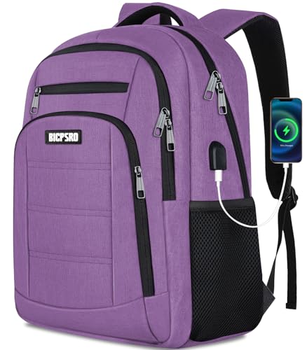 Backpack for Men Women, School Backpack for Teens Boys Girls, Work Business Back pack with USB Charging Port,Water Resistant College Computer Bookbag Fits 15.6 Inch Laptop,Back Pack,Mochilas Purple - color: C3-purple, size: 15.6 Inch