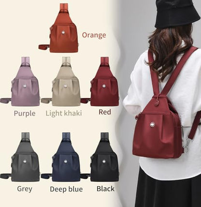 3 in 1 Anti Theft Travel Tote Bag, Convertible Capacity Backpack Purse, Lightweight Sling Bag for Women's Commute & Outdoor (Red) - color: Red
