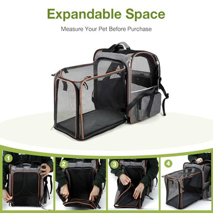 Extra Large Cat Backpack Carrier Expandable Pet Carrier Backpack for Small/Medium Dogs and Medium/Large Cats, Grey - color: Grey