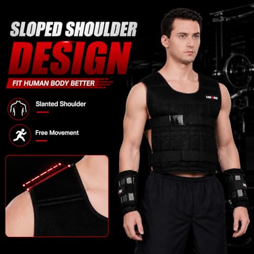 Weighted Vest Set 44LB for Men & Women, Adjustable Workout Weight Vest with Steel Plates, Weighted Training Vest with Wrist Weights and Ankle Weights for Strength Training, HIIT, Rucking & Cardio - color: Adjustable Weighted Vest Set 44LB