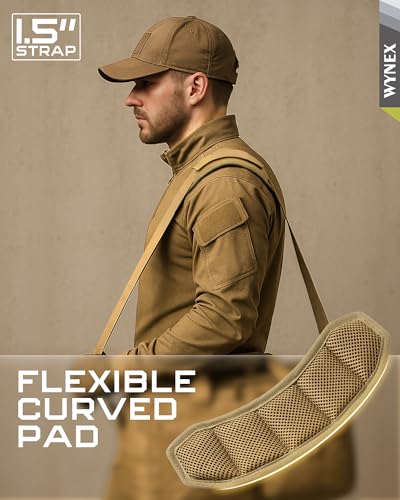 WYNEX Shoulder Strap Pad for Tactical Pouch, Universal Bag Strap with Detachable Thick Pad Single Shoulder Straps Replacement - color: Khaki, size: 1.5“ Strap