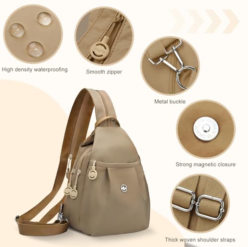 Waterproof 2-Way Mini Commuter Bag, Multi-Compartment Oxford Small Backpack, For Women, Collegeman, Commuter, Travel with Anti-Theft,Three in One Multifunctional Convertible Design(Khaki) - style: Khaki