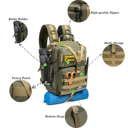 NICGID Tactical Military Backpack Large Daypack Molle Army Assault Pack Bug Out Bag Water Resistant Travel Fishing Hiking Trekking Rucksack - color: Army Green-059, size: 14.1 inch