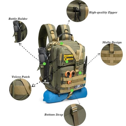 NICGID Tactical Military Backpack Large Daypack Molle Army Assault Pack Bug Out Bag Water Resistant Travel Fishing Hiking Trekking Rucksack - color: Army Green-059, size: 14.1 inch