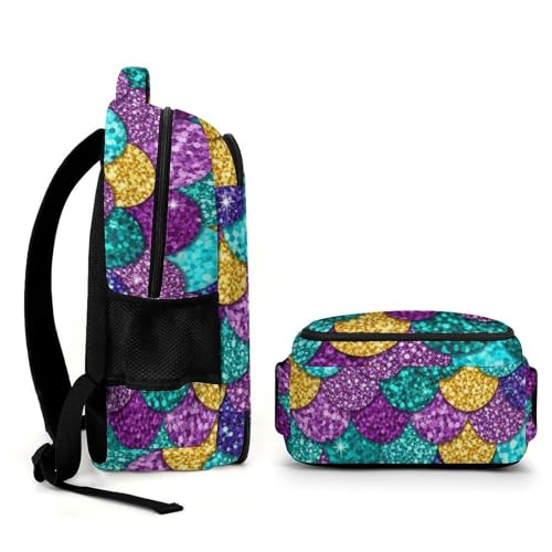 Casual Laptop Backpack Purse Colorful Mermaid Fish Scales, Cute Travel Bag with Tumbler Holder for Nurse Teacher College Commute - color: Pattern (343)