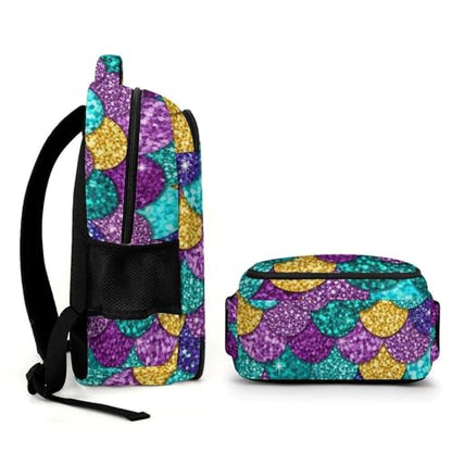 Casual Laptop Backpack Purse Colorful Mermaid Fish Scales, Cute Travel Bag with Tumbler Holder for Nurse Teacher College Commute - color: Pattern (343)