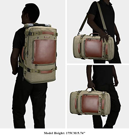 WITZMAN Travel Backpack for Men Women Carry on Luggage Backpack Canvas Rucksack Duffel bag with Shoe Compartment（A2021 Light green） - color: 22.5 Inch Army Green